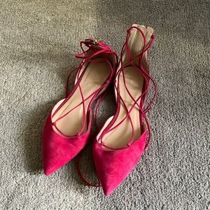 J. Crew Pink Suede Pointed Toe Flats